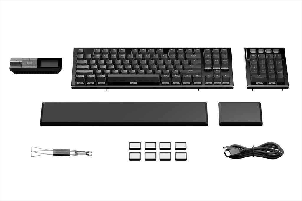 KEYBOARD MECHANICAL BE QUIET! DARK MOUNT SILENT MODULAR (hot-swappable numpad & media dock), Tactile switch HS, 8 customizable Display Keys, ARGB, Black, BT002US