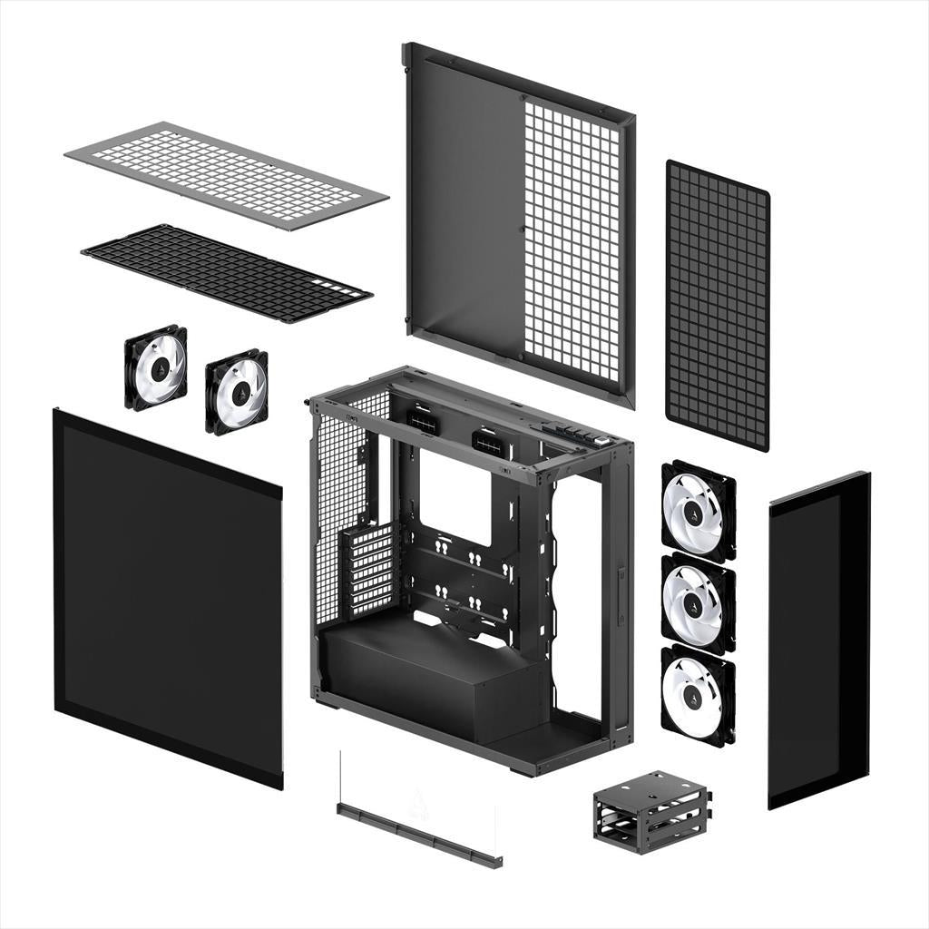 CASE ARCTIC E-ATX Mid-Tower XTENDER MIRROR BLACK with tempered glass,2x120mm P12 Pro ARGB, 3x140mm P14 Pro Reverse ARGB, 2x USB-A 3.2 , USB-C 3.2,3.5 mm Jack, ACPCC00018A