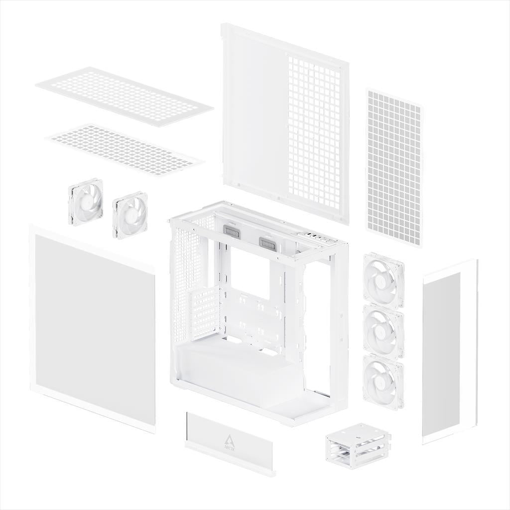 CASE ARCTIC E-ATX Mid-Tower XTENDER WHITE with tempered glass,2x120mm P12 Pro ARGB, 3x140mm P14 Pro Reverse ARGB, 2x USB-A 3.2 , USB-C 3.2,3.5 mm Jack, ACPCC00014A