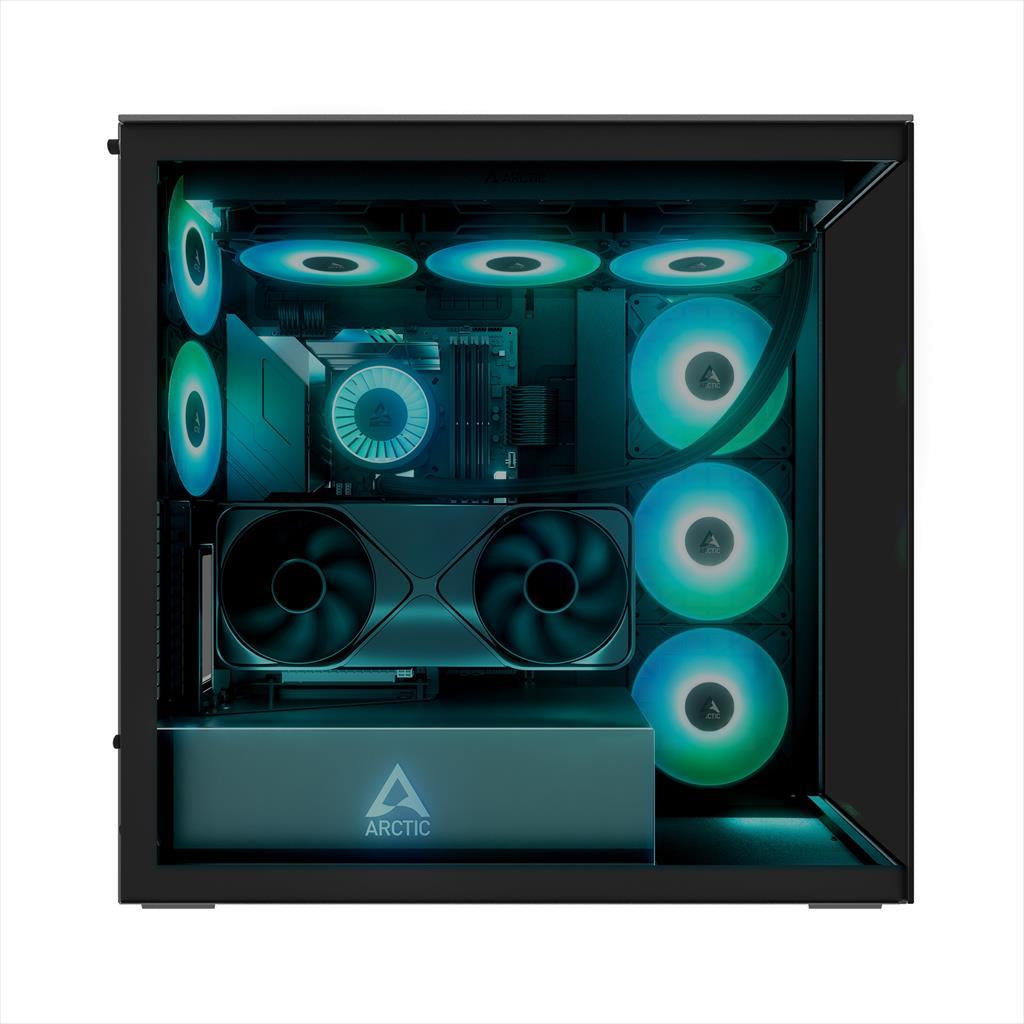 CASE ARCTIC E-ATX Mid-Tower XTENDER VG BLACK (Vertical GPU Mounting) tempered glass,2x120mm P12 Pro ARGB, 3x140mm P14 Pro Reverse ARGB, 2x USB-A 3.2 , USB-C 3.2,3.5 mm Jack, ACPCC00016A