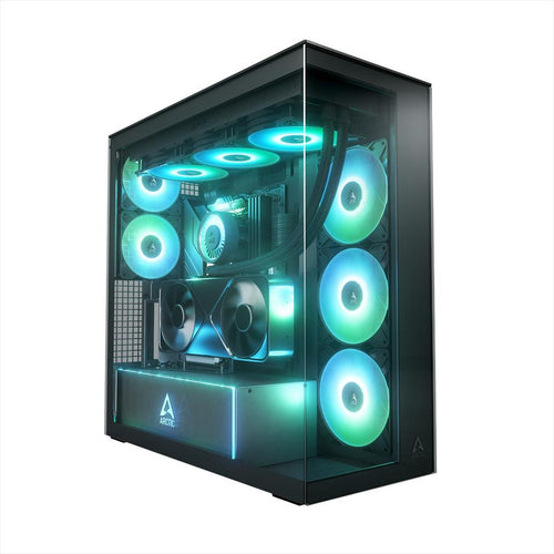 CASE ARCTIC E-ATX Mid-Tower XTENDER VG MIROR BLACK  (Vertical GPU Mounting) tempered glass,2x120mm P12 Pro ARGB, 3x140mm P14 Pro Reverse ARGB, 2x USB-A 3.2 , USB-C 3.2,3.5 mm Jack, ACPCC00019A