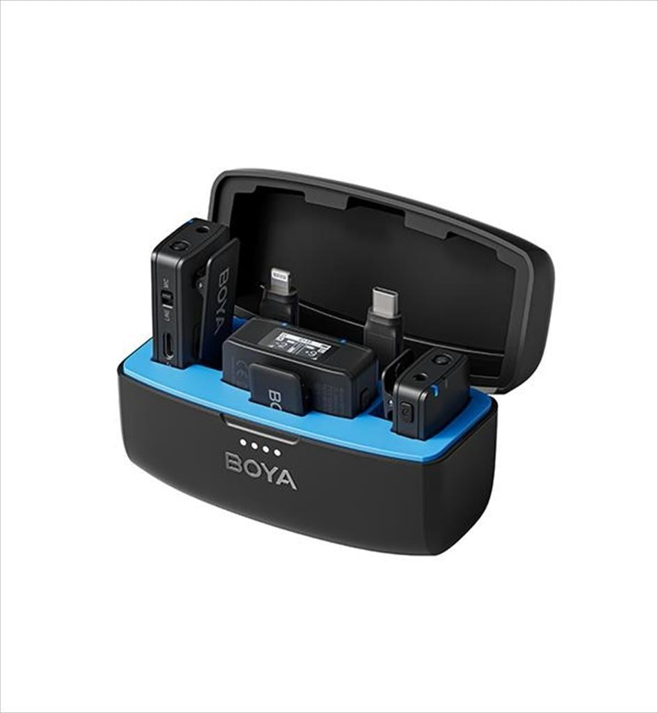 MICROPHONE WIRELESS SYSTEM BOYA BOYAMIC, 2xMIC, USB-C, Lightning, 3.5mm receiver, black
