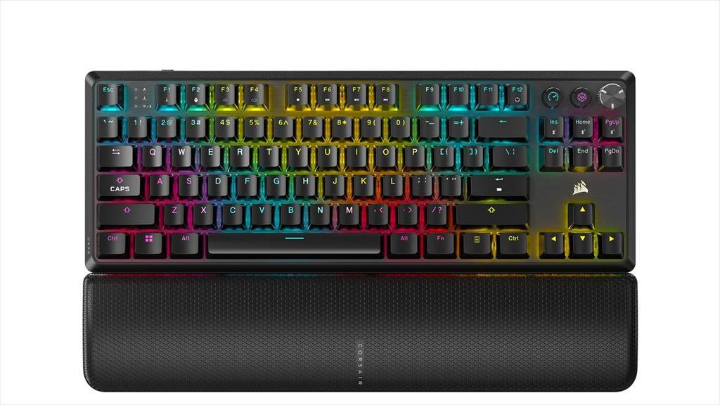 KEYBOARD MECHANICAL CORSAIR K70 CORE TKL RGB, 2.4 GHz & BT  MLX RED SWITCH, Black,CH-914901E-NA