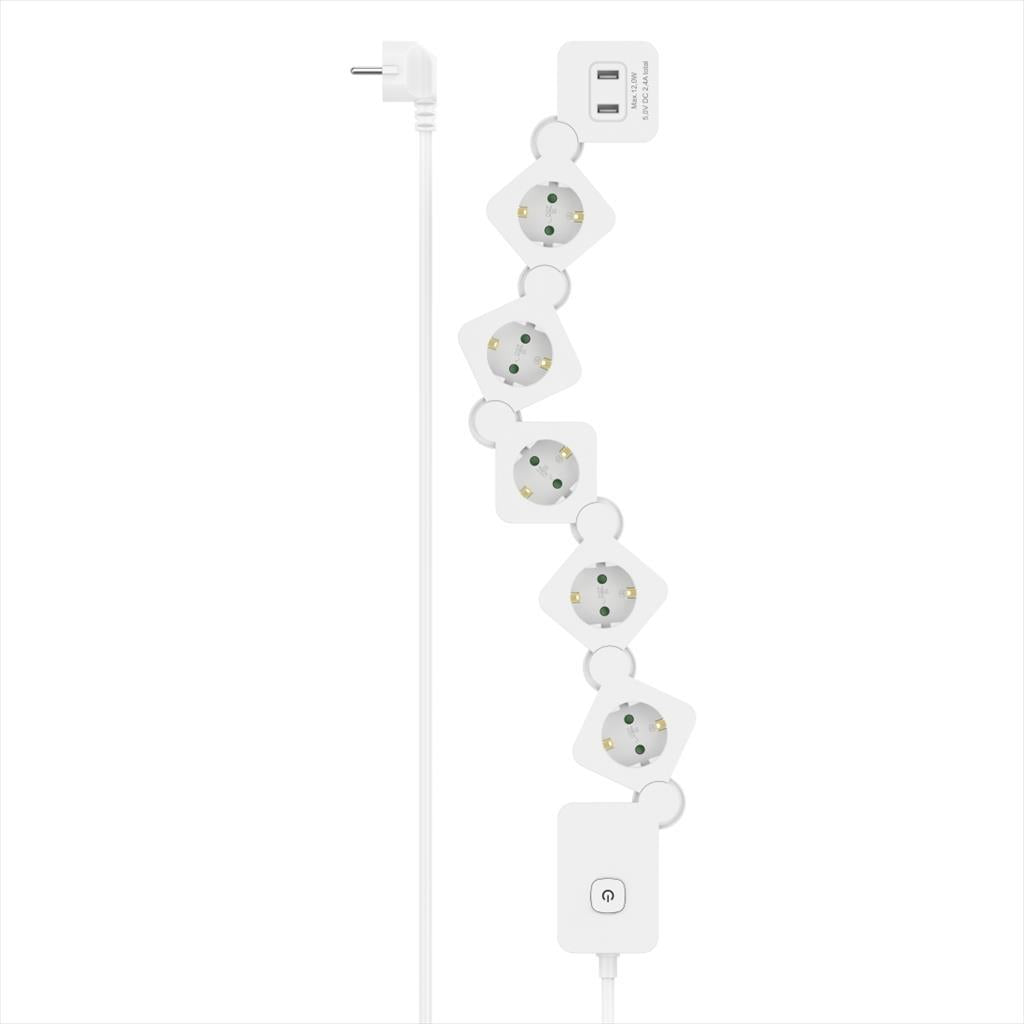 CABLES POWER EXTENSION HAMA 1,4m 5xSHUKO, USB-A 12 W, 223190
