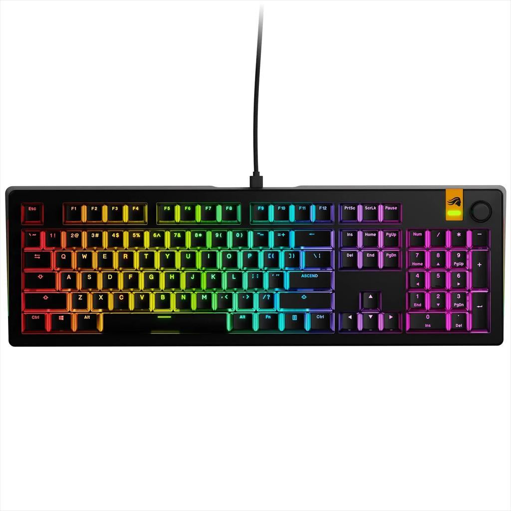 KEYBOARD MECHANICAL GLORIOUS GMMK 3 HE RGB 100% Dual HE/MX Hot Swappable Fox HE Switches, Black, w/knob GLO-KB-GMMK3-100-PB-HE-W-BLK-US