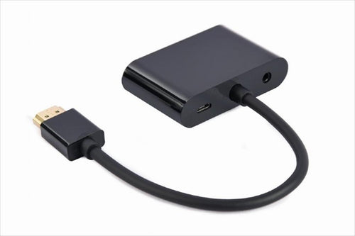 CONVERTOR HDMI (M) TO VGA (F) + HDMI (M) & audio CABLEXPERT Black, A-HDMIM-HDMIFVGAF-01