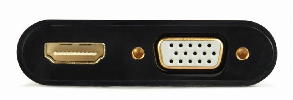 CONVERTOR HDMI (M) TO VGA (F) + HDMI (M) & audio CABLEXPERT Black, A-HDMIM-HDMIFVGAF-01