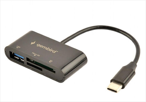 CARD READER USB 3.0/Type C, Micro-SD/ SD Gembird Black, UHB-CR3-02
