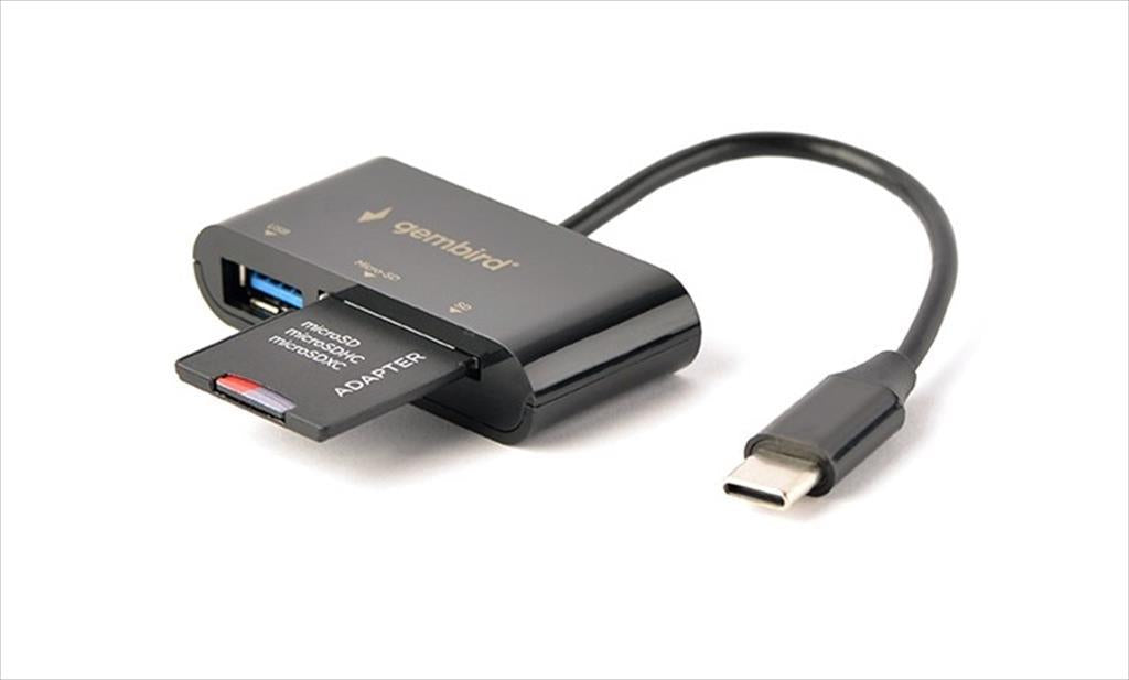 CARD READER USB 3.0/Type C, Micro-SD/ SD Gembird Black, UHB-CR3-02