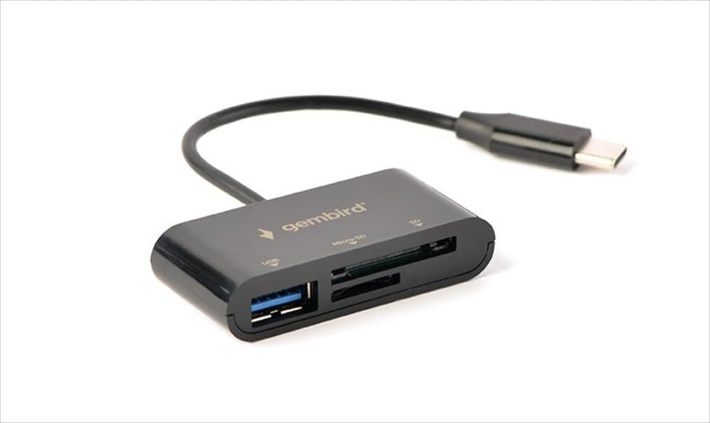 CARD READER USB 3.0/Type C, Micro-SD/ SD Gembird Black, UHB-CR3-02