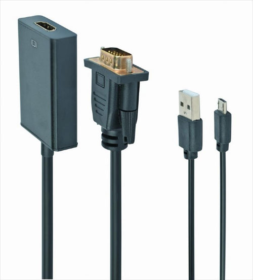 CONVERTOR VGA (M) TO HDMI (F) + audio w/USB for power,GEMBIRD, A-VGA-HDMI-01