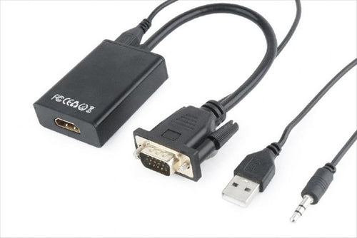CONVERTOR VGA (M) TO HDMI (F) + audio w/USB for power,GEMBIRD, A-VGA-HDMI-01