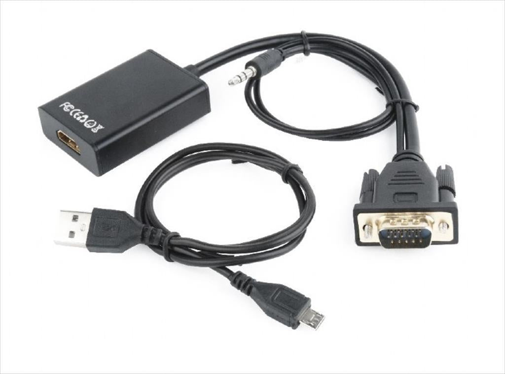CONVERTOR VGA (M) TO HDMI (F) + audio w/USB for power,GEMBIRD, A-VGA-HDMI-01