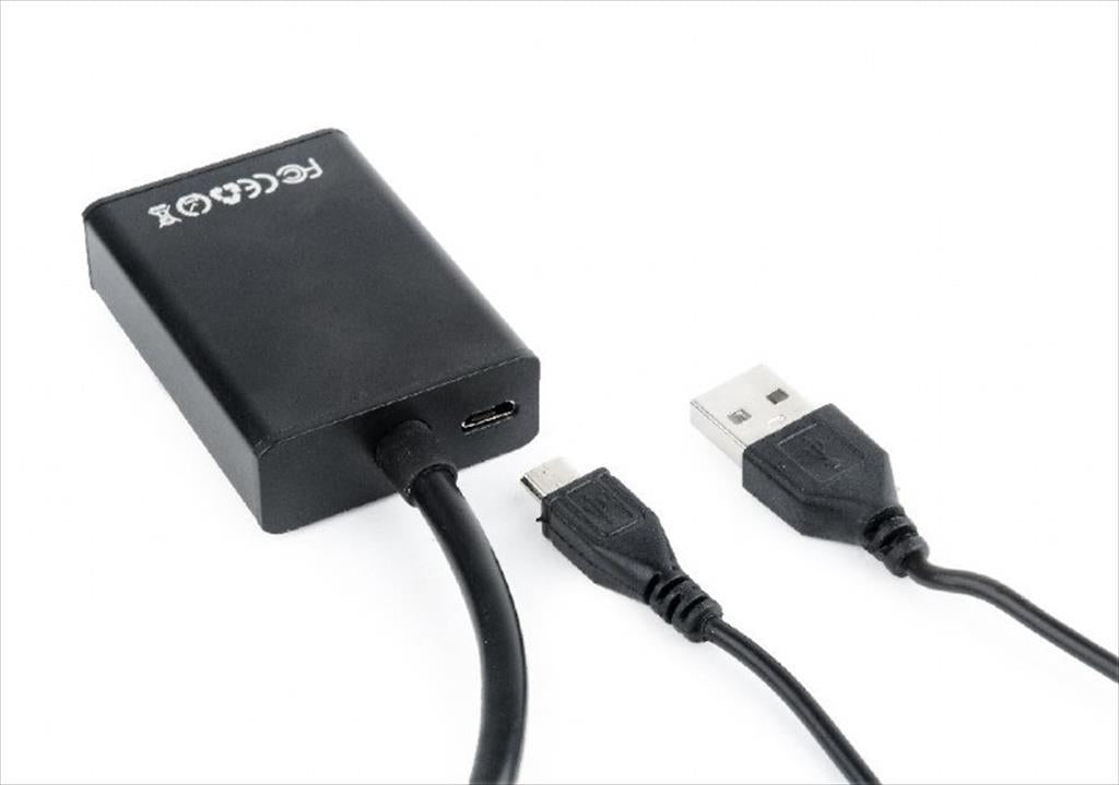 CONVERTOR VGA (M) TO HDMI (F) + audio w/USB for power,GEMBIRD, A-VGA-HDMI-01