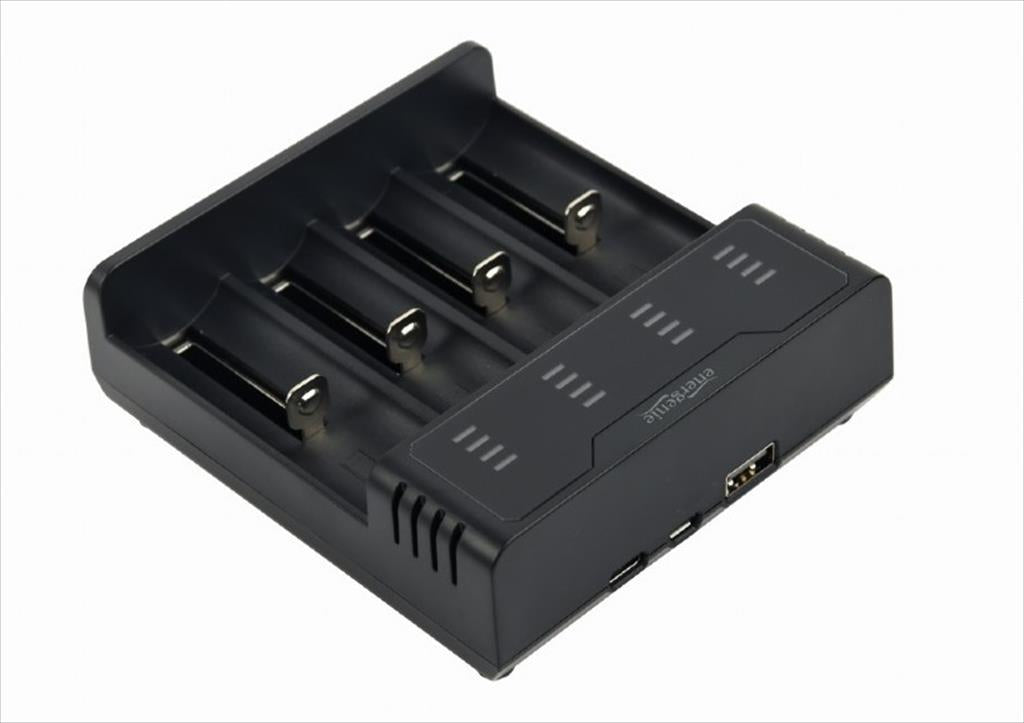 Battery CHARGER FAST ENERGENIE, 4x AA/AAA, BLACK,  Micro-USB + TYPE-C, BC-USB-02
