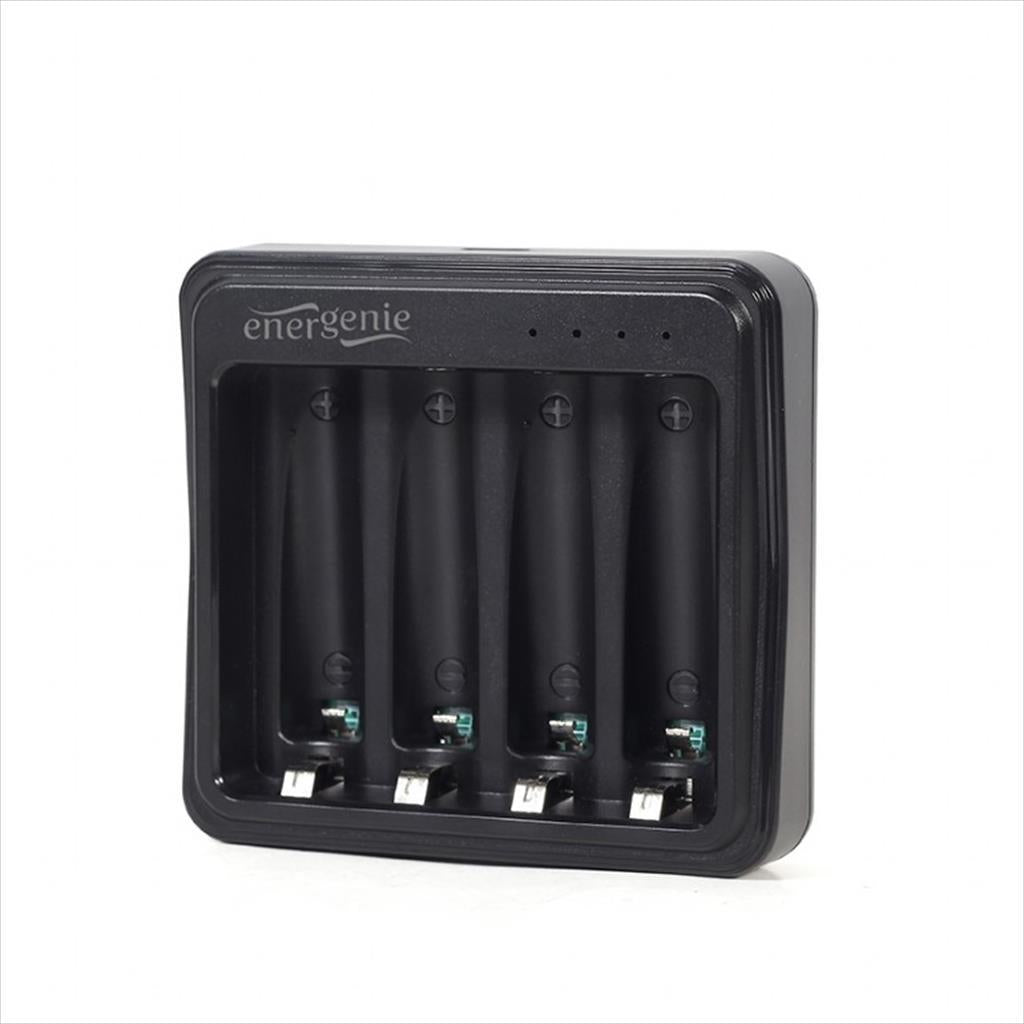Battery CHARGER ENERGENIE, 4x AA/AAA, BLACK, TYPE-C, BC-USB-03