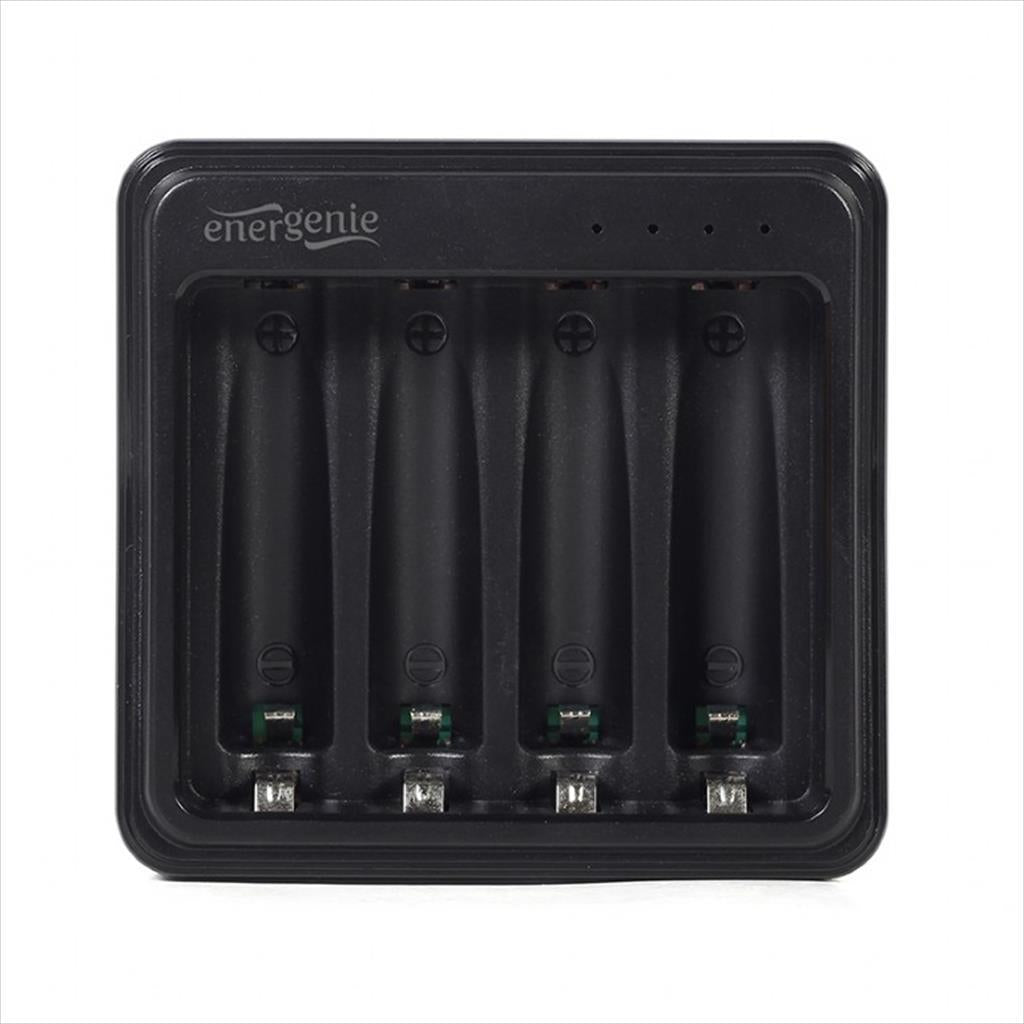 Battery CHARGER ENERGENIE, 4x AA/AAA, BLACK, TYPE-C, BC-USB-03