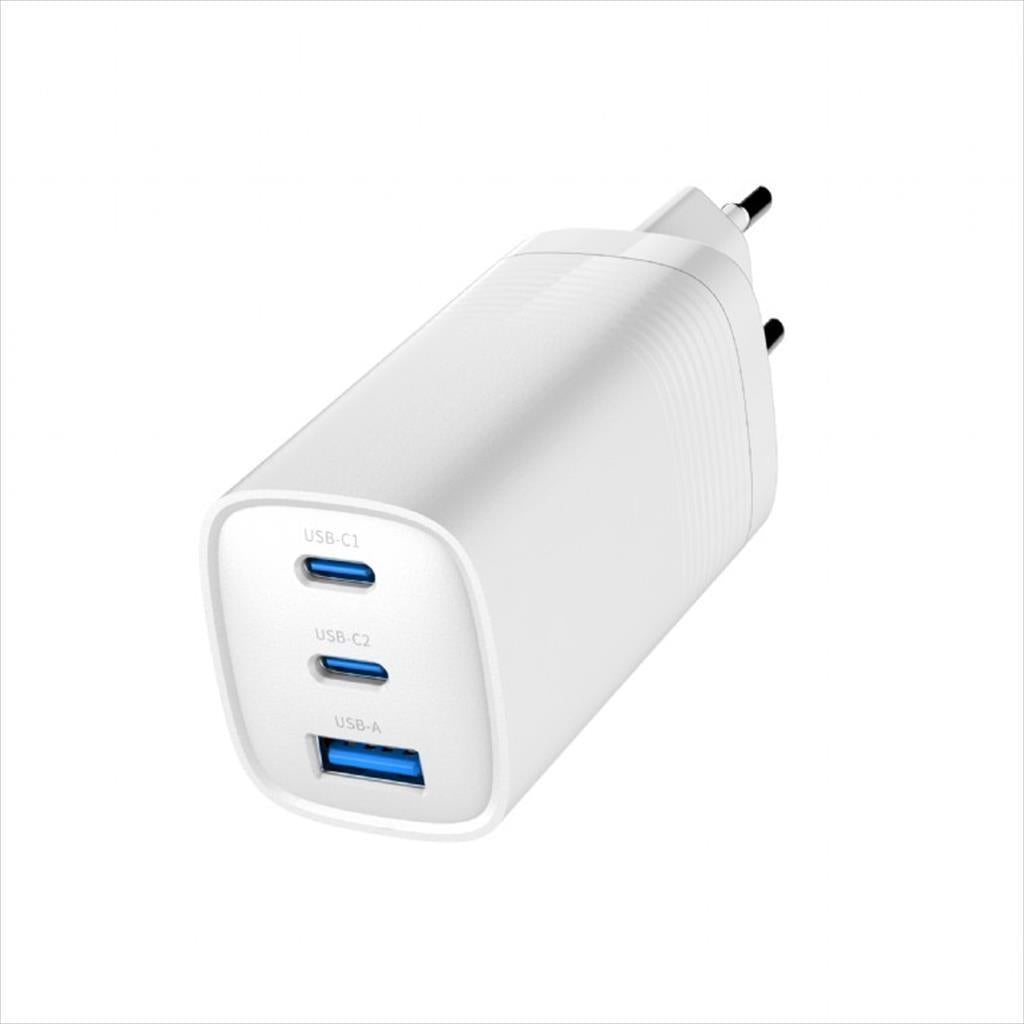 PHONE CHARGER FAST GEMBIRD 3-PORT (USB-A/2xUSB-C) GaN 67W, TA-UC-PDQC65-01-W