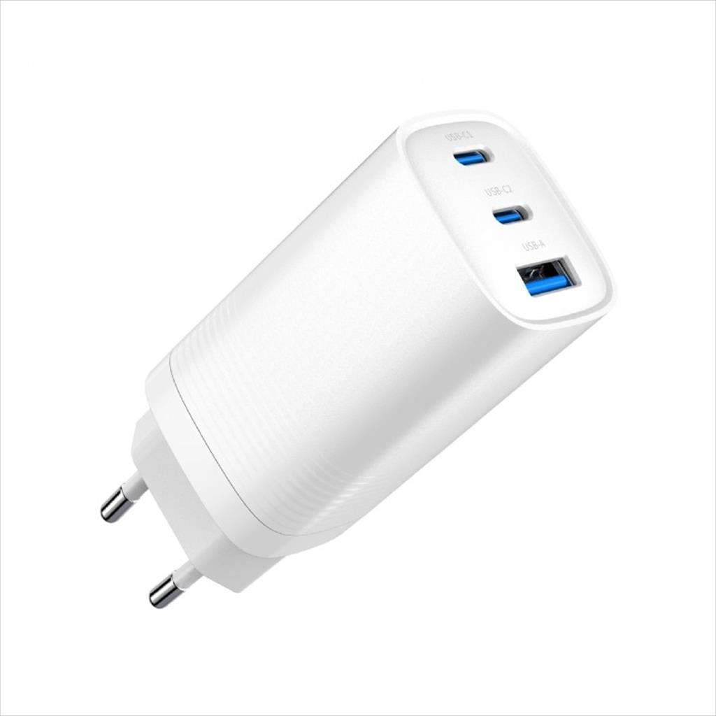 PHONE CHARGER FAST GEMBIRD 3-PORT (USB-A/2xUSB-C) GaN 67W, TA-UC-PDQC65-01-W