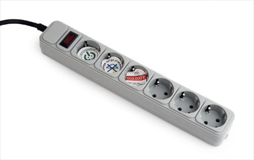 CABLES POWER EXTENSION GEMBIRD 1.8m 6xSHUKO surge protection, gray, SPG6-B-6C