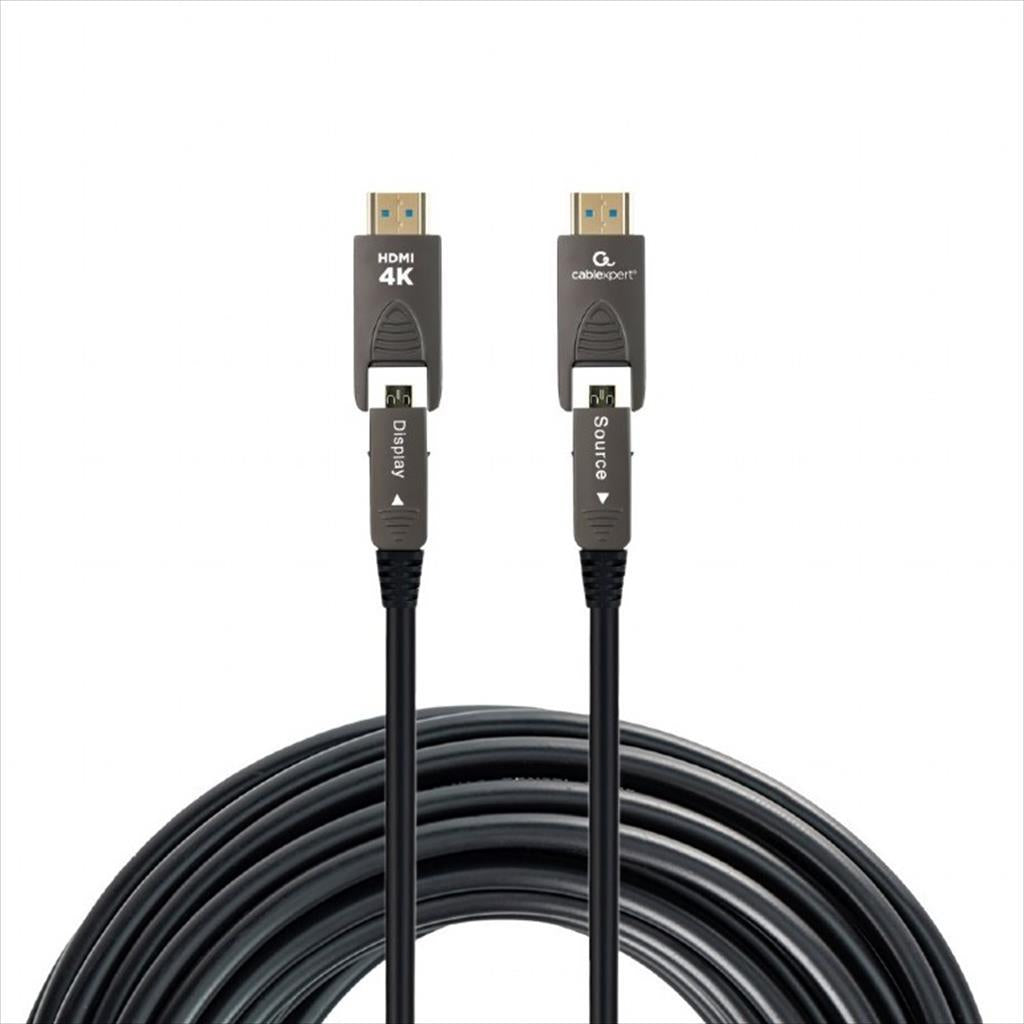 CABLES MONITOR HDMI Active Optical (AOC) 4K (60Hz) with Ethernet CABLEXPERT ARMORED SERIES M-M 20m, CCAP-HDMIDD-AOC-20M