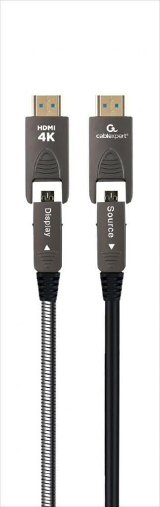 CABLES MONITOR HDMI Active Optical (AOC) 4K (60Hz)  with Ethernet CABLEXPERT ARMORED SERIES M-M 30m, CCAP-HDMIDD-AOC-30M
