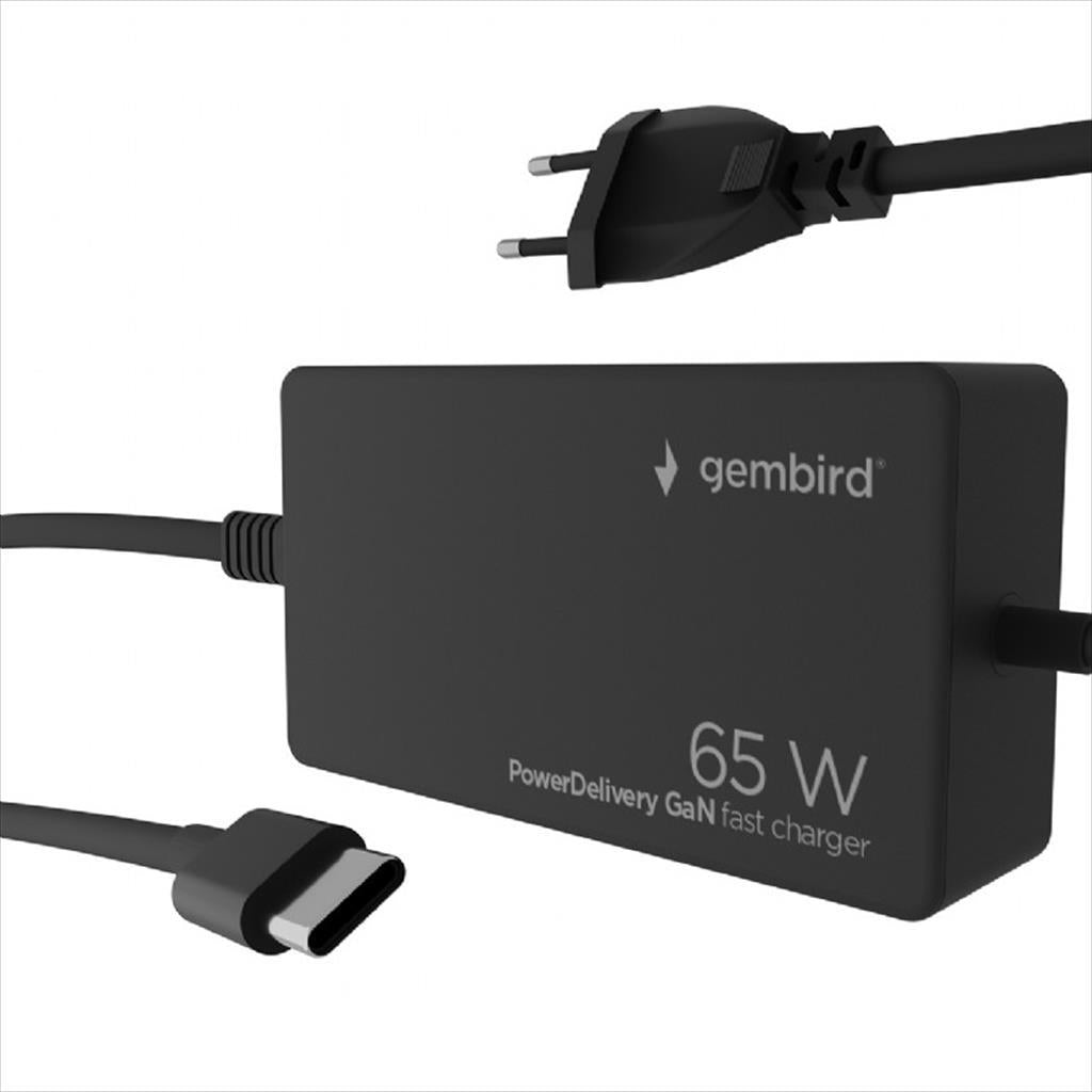 NB ADAPTER GEMBIRD FAST Type-C GaN, 65W, NPA-AC-PDQC65-01