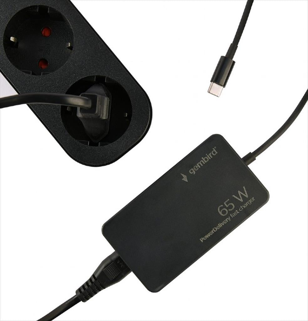 NB ADAPTER GEMBIRD FAST Type-C GaN, 65W, NPA-AC-PDQC65-01