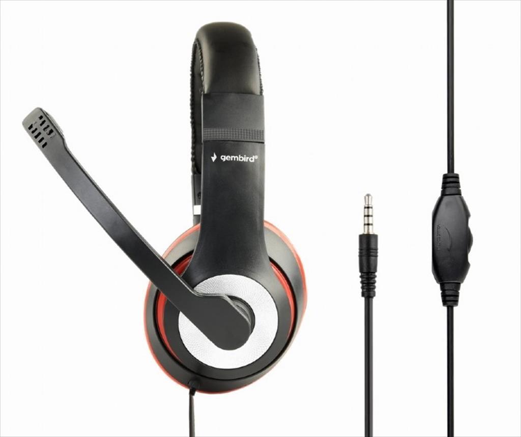 HEADPHONES GEMBIRD w/microphone 1x3.5mm Black, MHS-03-BKRD