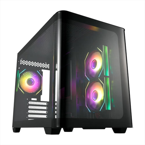 CASE FSP microATX Mid-Tower S380-BA, 2x120mm reverse PWM ARGB, 1xw120mm PWM ARGB/CURVED GLASS, Black