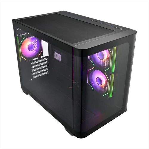 CASE FSP microATX Mid-Tower S380-BA, 2x120mm reverse PWM ARGB, 1xw120mm PWM ARGB/CURVED GLASS, Black