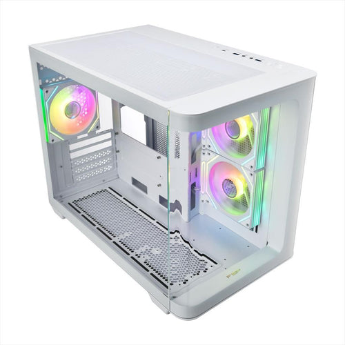 CASE FSP microATX Mid-Tower S380-WA, 2x120mm reverse PWM ARGB, 1xw120mm PWM ARGB/CURVED GLASS, White