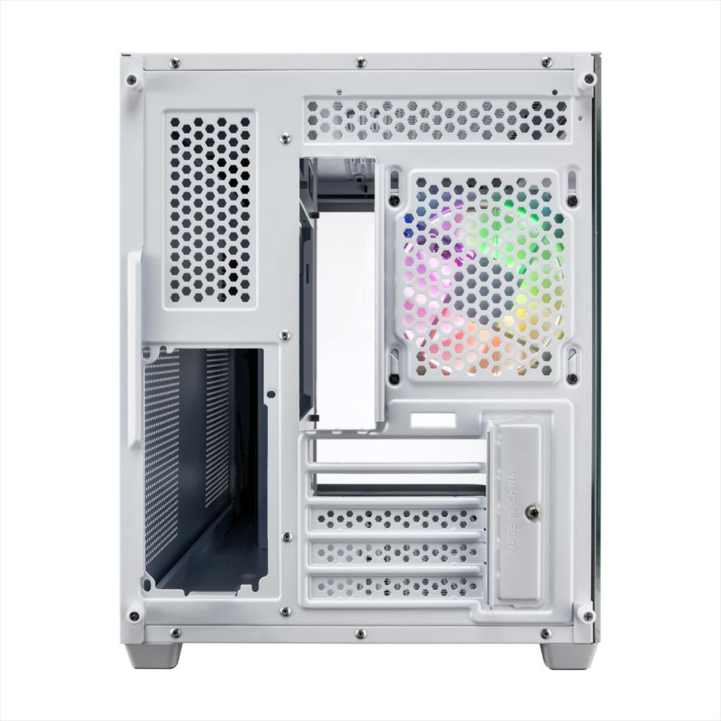 CASE FSP microATX Mid-Tower S380-WA, 2x120mm reverse PWM ARGB, 1xw120mm PWM ARGB/CURVED GLASS, White