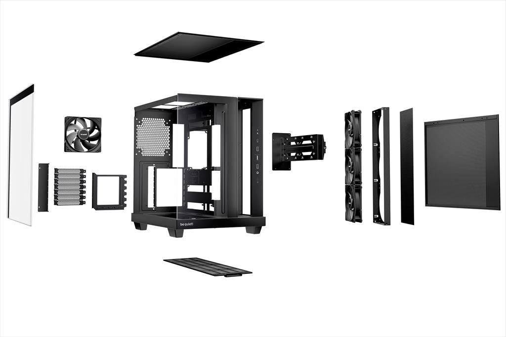 CASE BE QUIET! ATX Mid-Tower Light Base 500, w/2x Tempered glass, 3x Pure Wings 3 Reverse 120mm, 1x Pure Wings 3 120mm, Black, BGW83
