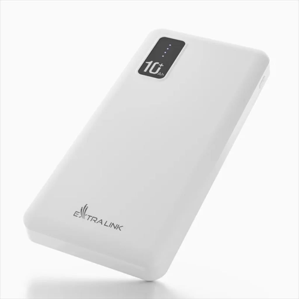 POWER BANK EXTRALINK EPB-098W 10000mAh w/LED indicator, Dual input (Micro-USB, USB-C) /output( 2xUSB-A), White