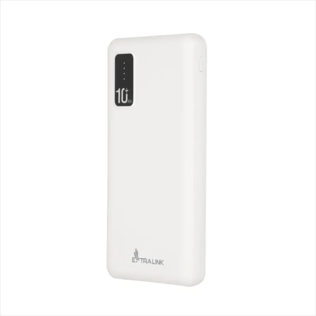 POWER BANK EXTRALINK EPB-098W 10000mAh w/LED indicator, Dual input (Micro-USB, USB-C) /output( 2xUSB-A), White