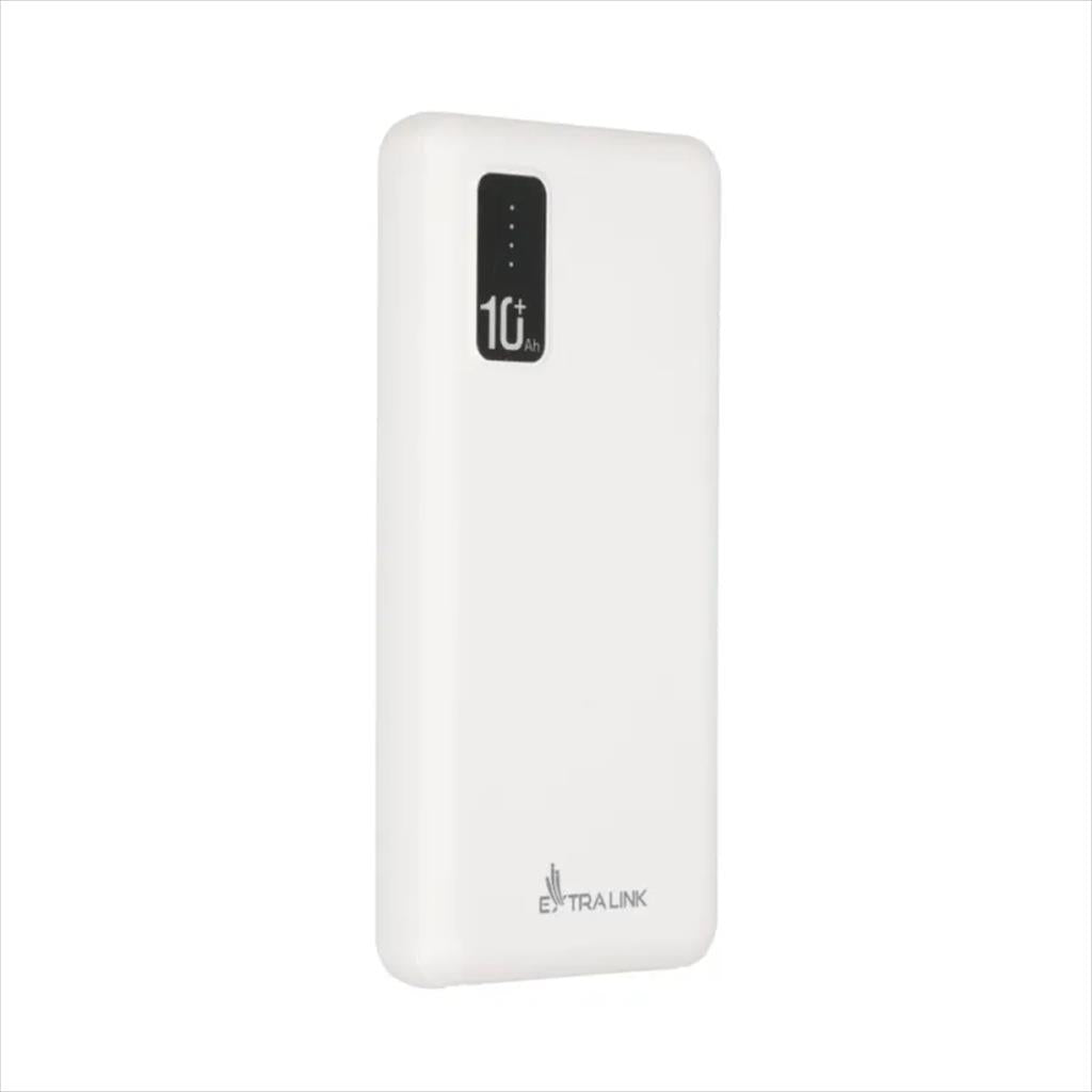 POWER BANK EXTRALINK EPB-098W 10000mAh w/LED indicator, Dual input (Micro-USB, USB-C) /output( 2xUSB-A), White