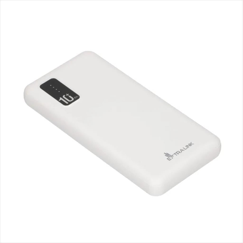 POWER BANK EXTRALINK EPB-098W 10000mAh w/LED indicator, Dual input (Micro-USB, USB-C) /output( 2xUSB-A), White