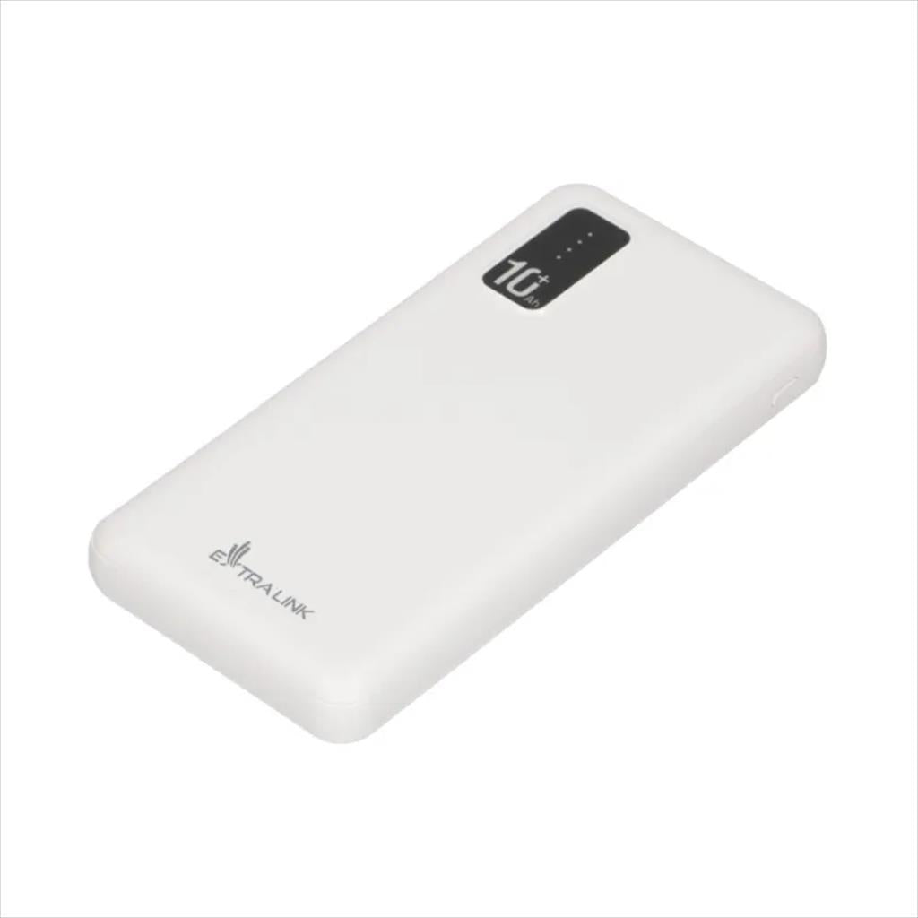 POWER BANK EXTRALINK EPB-098W 10000mAh w/LED indicator, Dual input (Micro-USB, USB-C) /output( 2xUSB-A), White