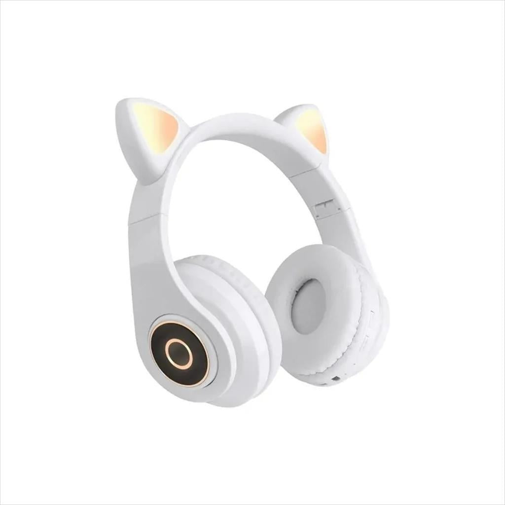 HEADPHONES WIRED EXTRALINK KIDS CAT-EAR PRO, WHITE, FOLDABLE, RGB