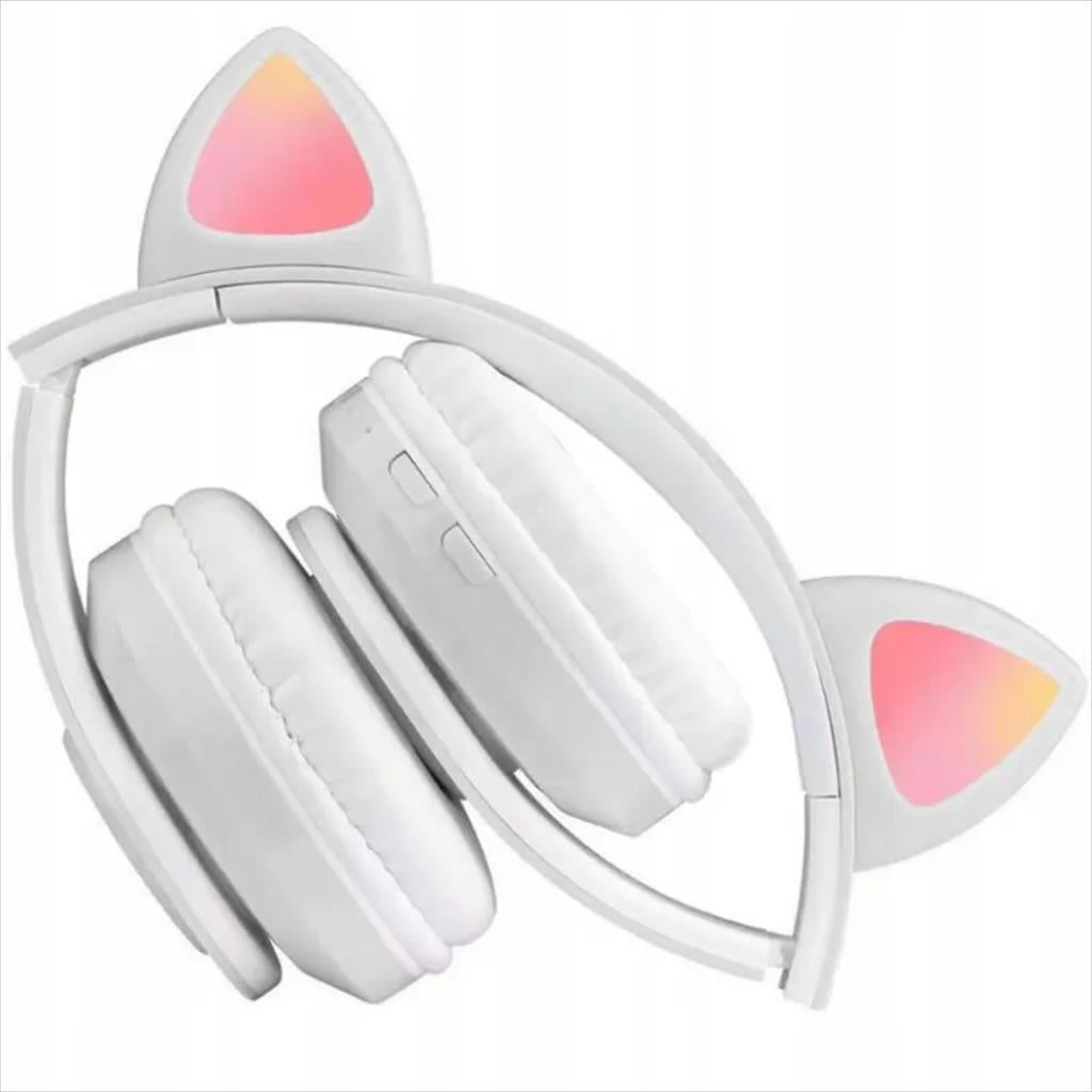 HEADPHONES WIRED EXTRALINK KIDS CAT-EAR PRO, WHITE, FOLDABLE, RGB