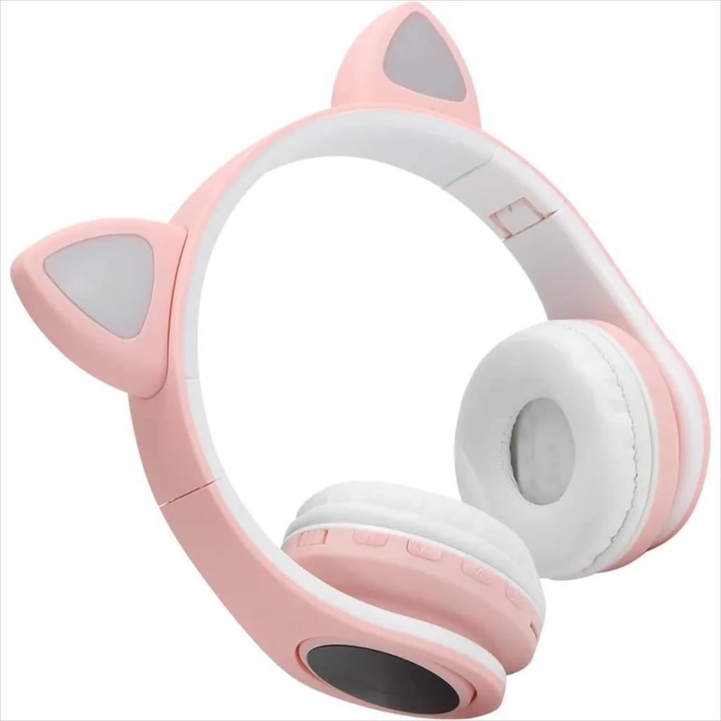 HEADPHONES WIRED EXTRALINK KIDS CAT-EAR PRO, PINK, FOLDABLE, RGB