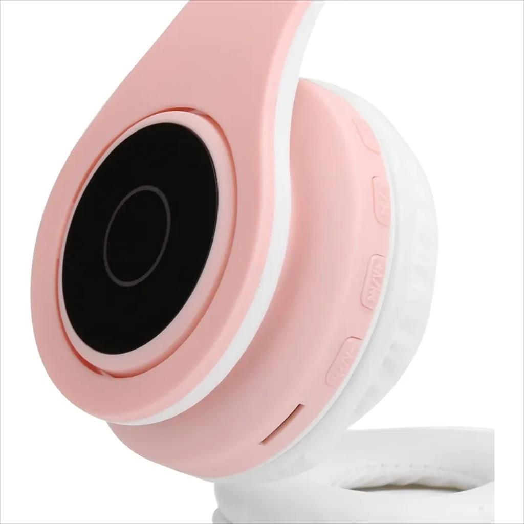 HEADPHONES WIRED EXTRALINK KIDS CAT-EAR PRO, PINK, FOLDABLE, RGB