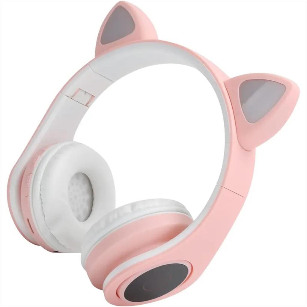 HEADPHONES WIRED EXTRALINK KIDS CAT-EAR PRO, PINK, FOLDABLE, RGB