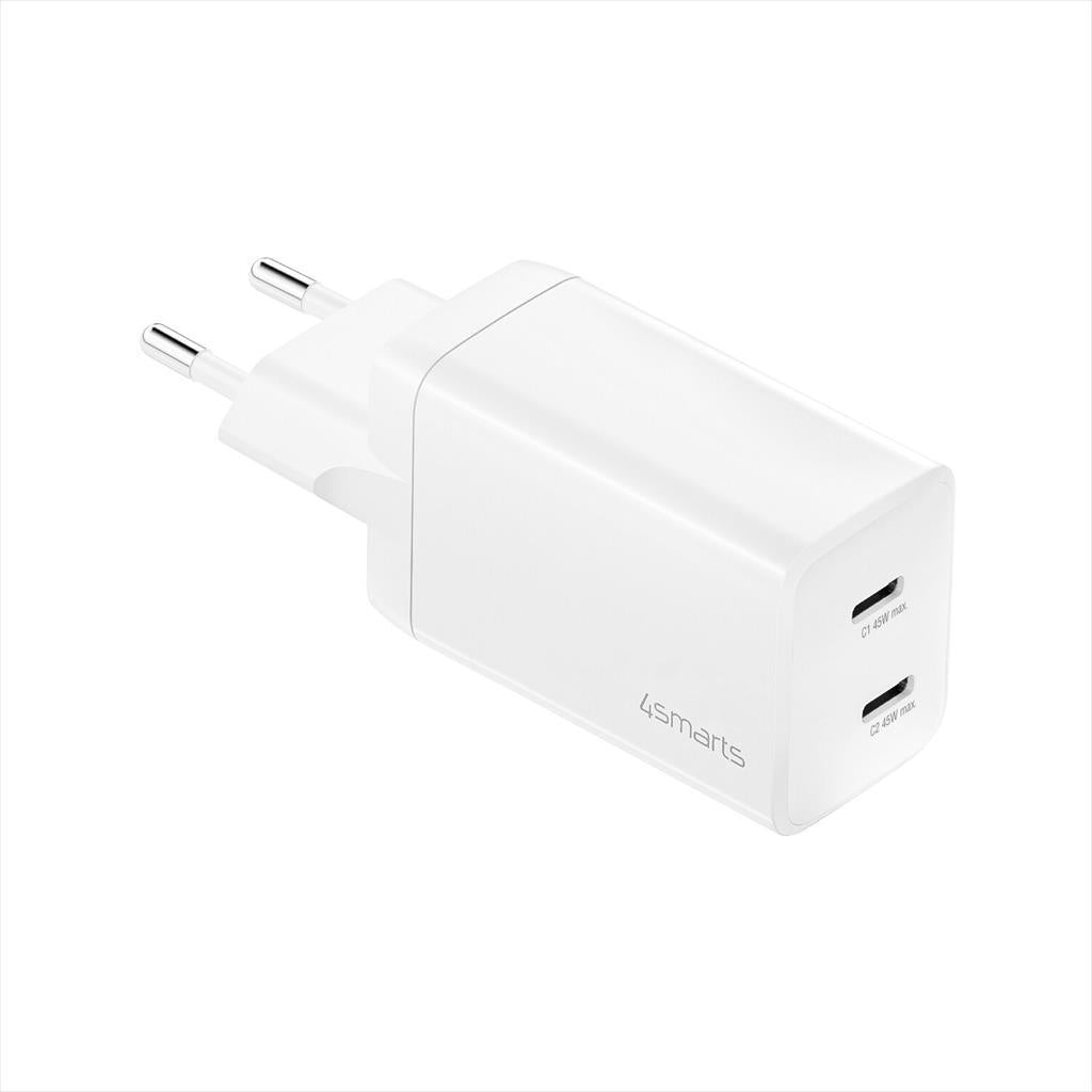 PHONE CHARGER 4SMARTS GaN PDPlug 2x Type-C 45W (no cable included), White, 540400