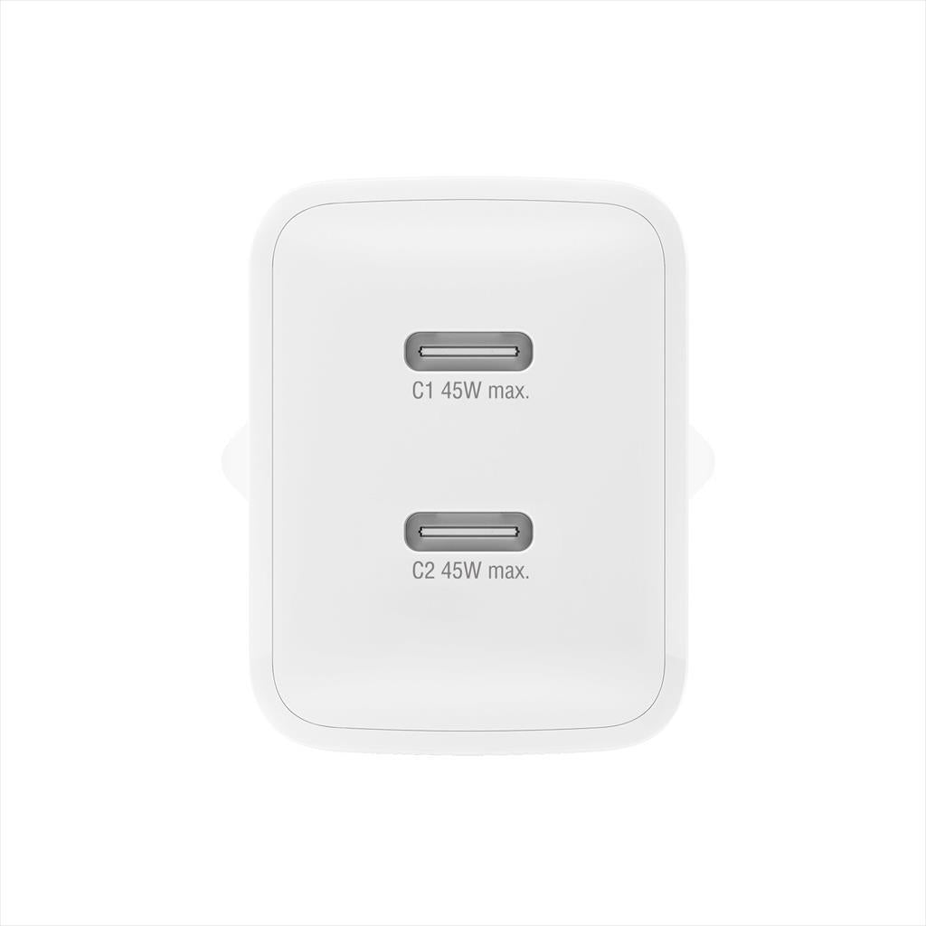 PHONE CHARGER 4SMARTS GaN PDPlug 2x Type-C 45W (no cable included), White, 540400