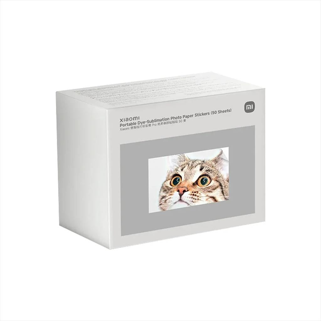 PHOTO PAPER DYE-SUBLIMATION FOR PRINTER PORTABLE PRO XIAOMI MI STICKERS 2x3inch (50x76mm), 5 sheets x10, x5 INK cartridge (for 50 photos)