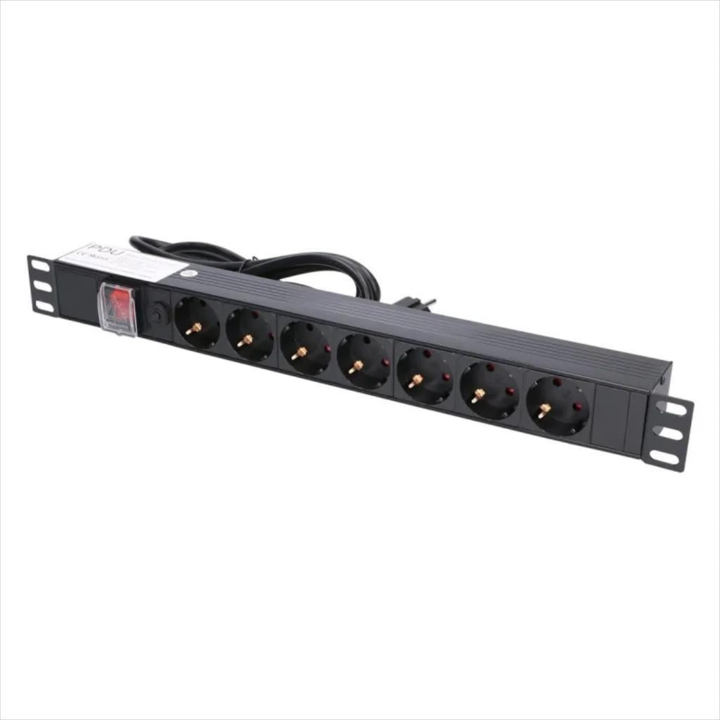 CABLES POWER EXTENSION EXTRALINK FOR RACK 19" 1U,  2m, 7xSHUKO, w/ON/OFF switch, EX.12967