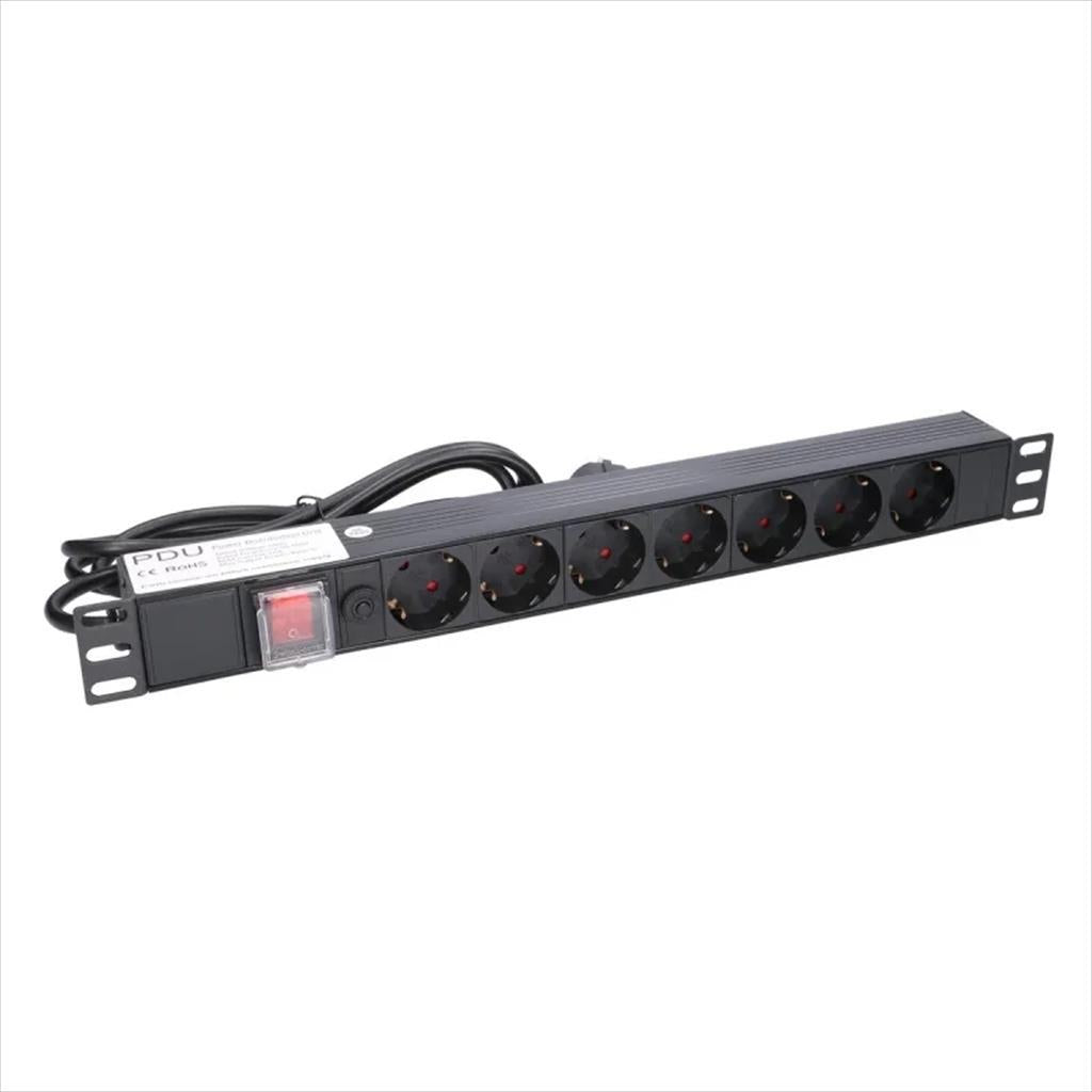 CABLES POWER EXTENSION EXTRALINK FOR RACK 19" 1U,  2m, 7xSHUKO, w/ON/OFF switch, EX.12967