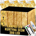 LED LIGHT CURTAIN EXTRALINK 3x3m, 300x LED, warm white, 8 modes, EX.95399